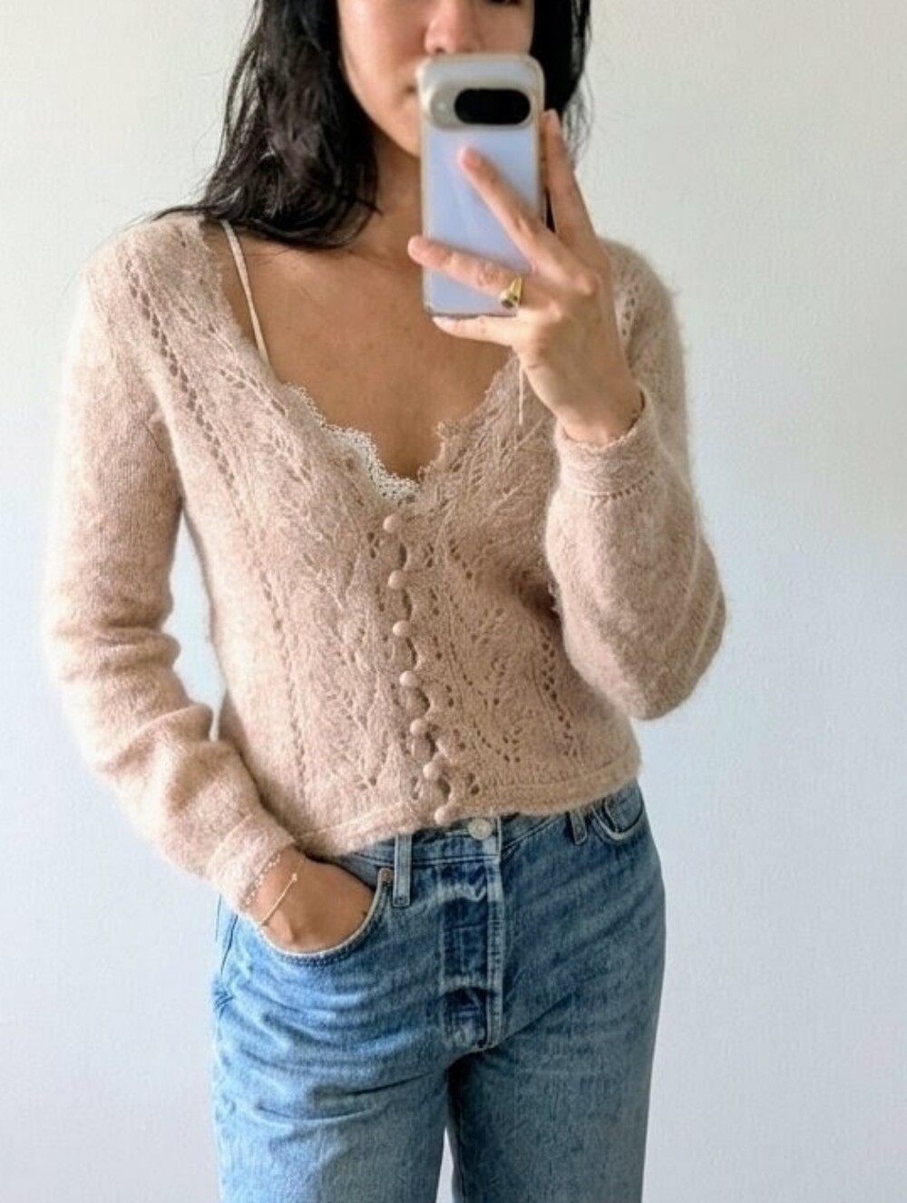 Sézane Kid Mohair Angelo Cardigan In Oatmeal